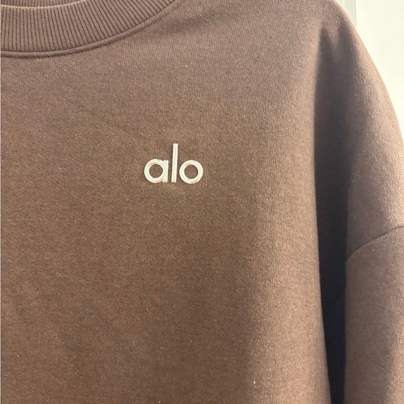 Alo yoga brown sweatshirt like new worn twice cotton blend women sz S small - Picture 2 of 8